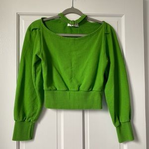 GREEN SWEATSHIRT WITH BUILT-IN CHOKER